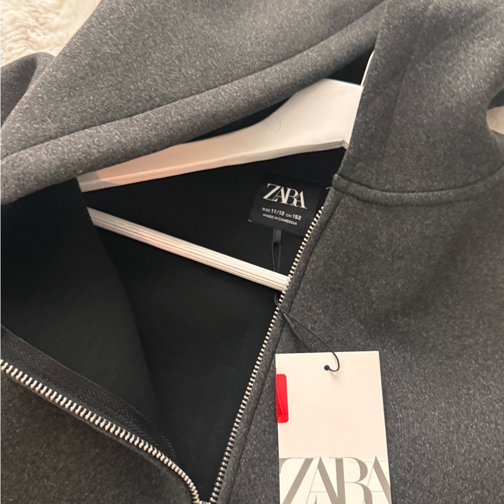 NWT neoprene effect antracite gray  zip-up hooded jacket. - Picture 3 of 7